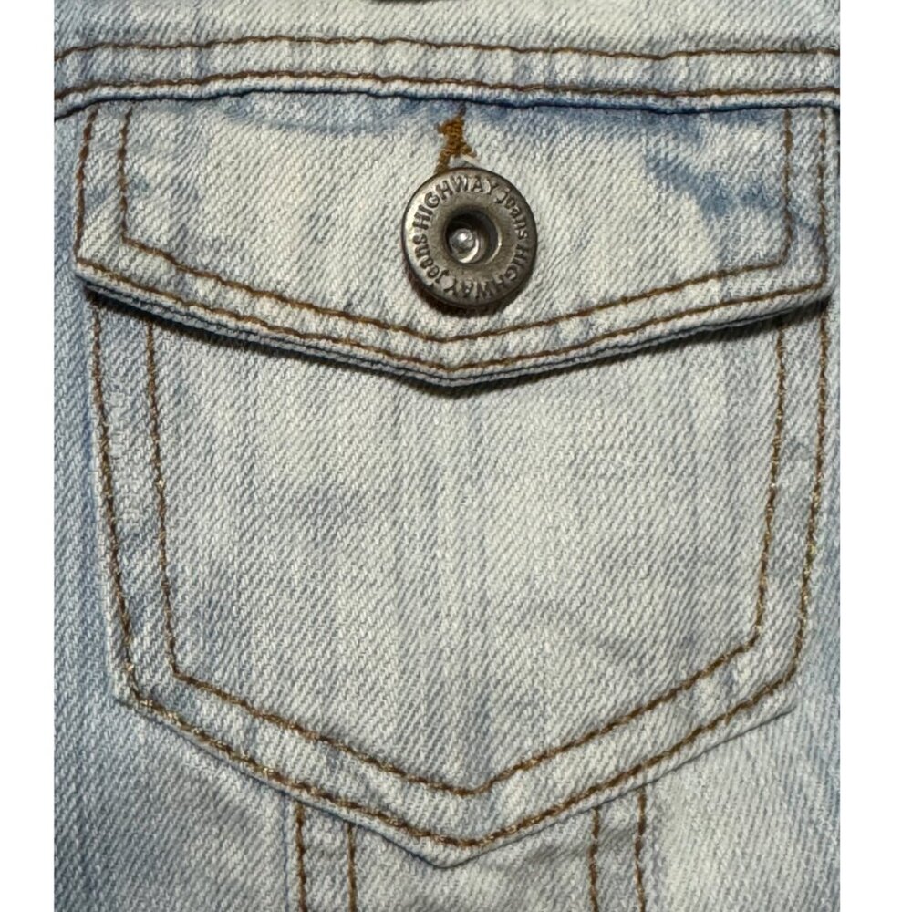 Women Highway Jean Blue Distressed Jacket Size L - Picture 3 of 4